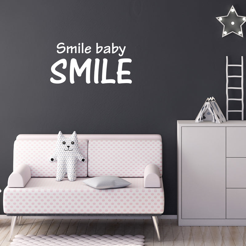 Vinyl Wall Art Decal - Smile Baby Smile - 12.5" x 25" - Trendy Cute Inspiring Positive Lovely Quote Sticker For Bedroom Living Room Kids Room Playroom Nursery Baby Room Daycare Decor 2