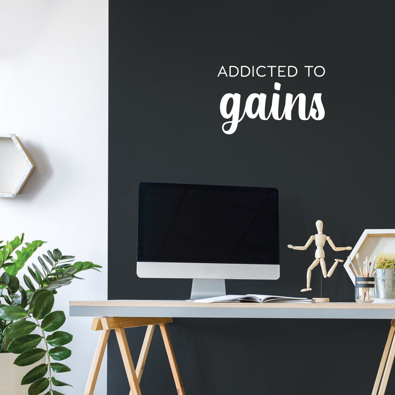 Vinyl Wall Art Decal - Addicted To Gains - Trendy Cool Motivational Positive Mind Change Quote Sticker For Gym CrossFit Fitness Center Yoga Dance Studio Office Coffee Shop Decor 5