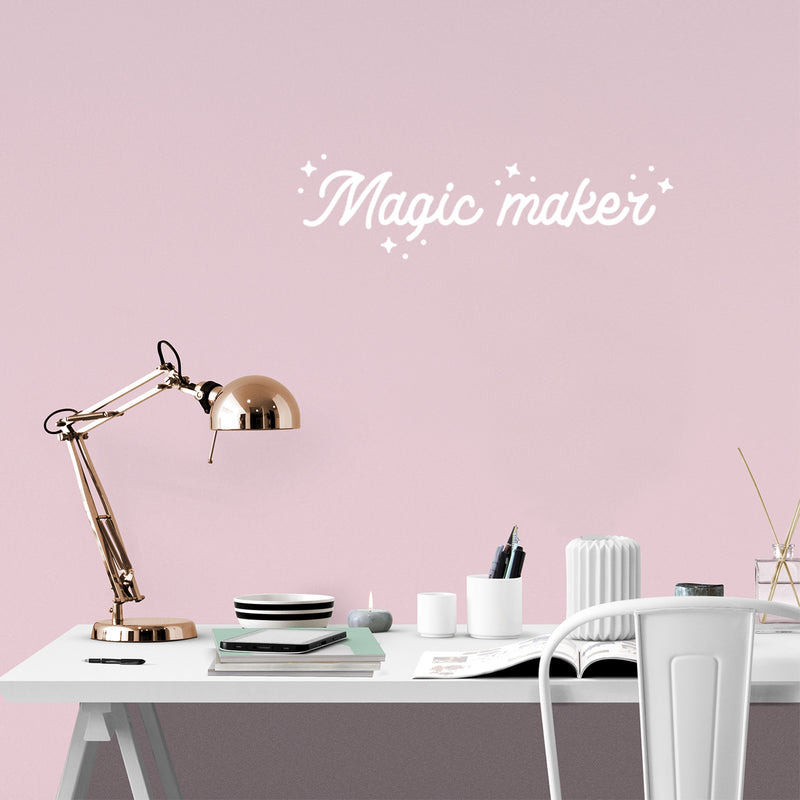 Vinyl Wall Art Decal - Magic Maker - 6" x 20" - Trendy Cute Inspirational Lovely Fun Quote Sticker For Bedroom Kids Room Playroom Nursery Living Room Classroom Office Coffee Shop Business Decor 3