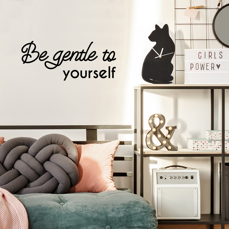 Vinyl Wall Art Decal - Be Gentle To Yourself - 12.5" x 30" - Modern Motivational Positive Self Esteem Quote Sticker For Bedroom Closet Home Office Living Room Bathroom Makeup Mirror Decor 2