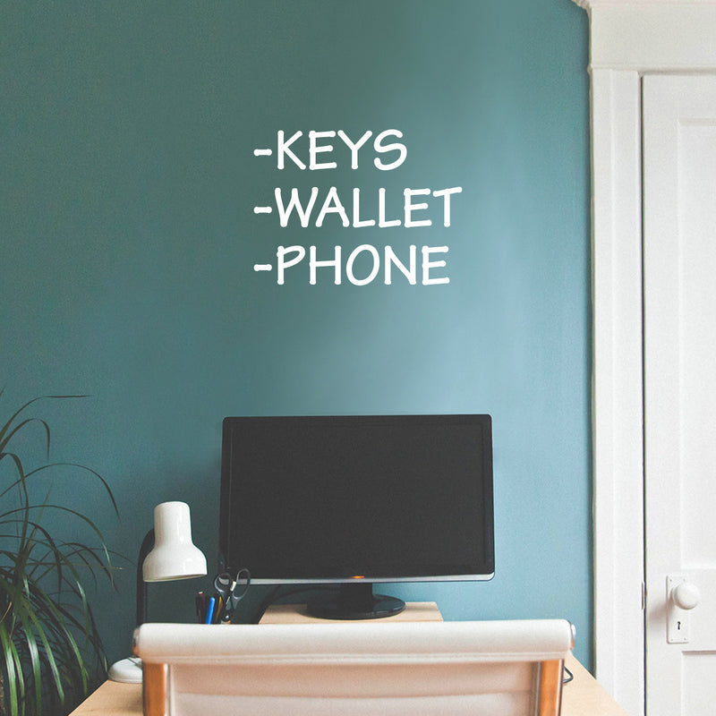 Vinyl Wall Art Decal - Keys Wallet Phone - 15" x 20" - Modern Minimal Quote Sticker For Family Home Store Shopfront Entryway Door Office Window Living Room Decor 3