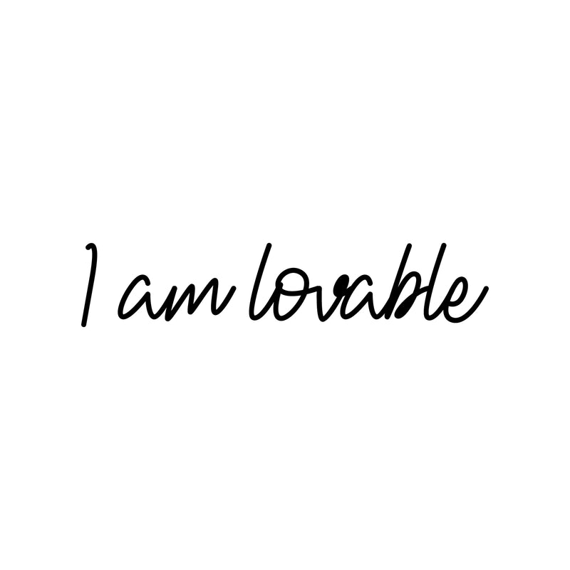 Vinyl Wall Art Decal - I Am Lovable - 4" x 20" - Modern Cute Inspirational Positive Quote Sticker For Home Office Kids Room Bedroom Living Room Self Love Decor 1