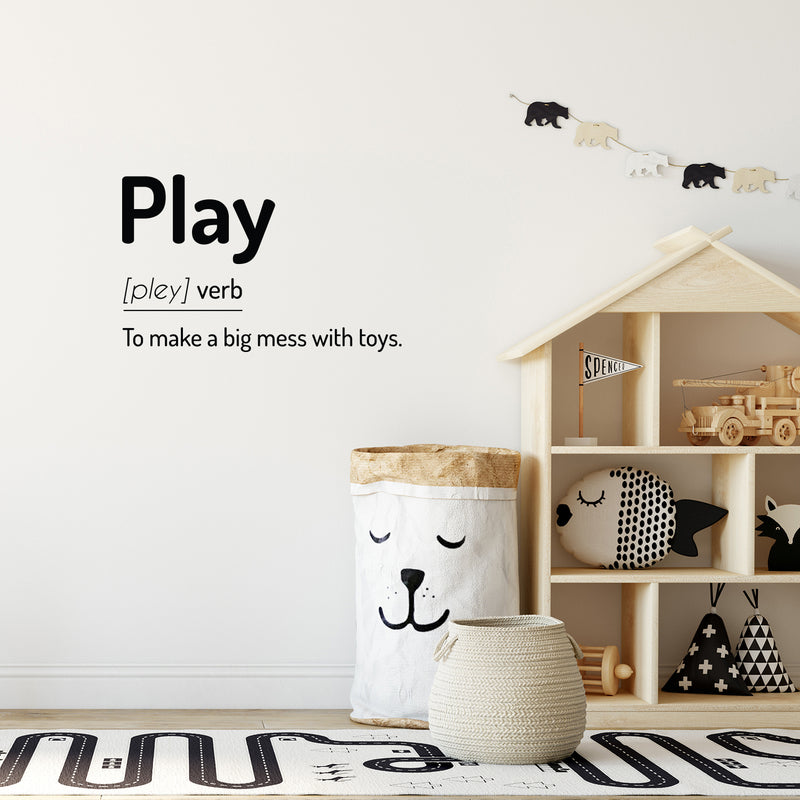 Vinyl Wall Art Decal - Play Definition - 16. Trendy Cute Inspiring Positive Fun Quote Sticker For Bedroom Living Room Kids Room Playroom Nursery Baby Room Daycare Classroom Decor 2