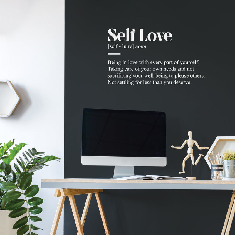 Vinyl Wall Art Decal - Self Love Definition - 16" x 27" - Modern Inspirational Positive Self Esteem Quote Sticker For Bedroom Closet Home Office Living Room Bathroom Decor 2