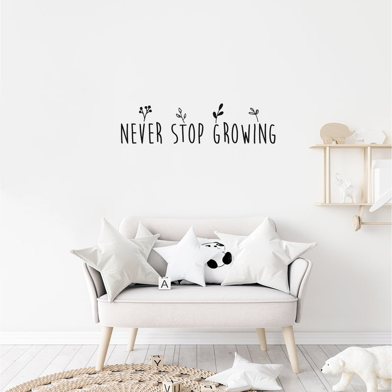Vinyl Wall Art Decal - Never Stop Growing - 9" x 35" - Trendy Inspirational Self Love Quote Sticker For Home Office Bedroom Living Room Indoor Garden Kids Room Patio Decor 3