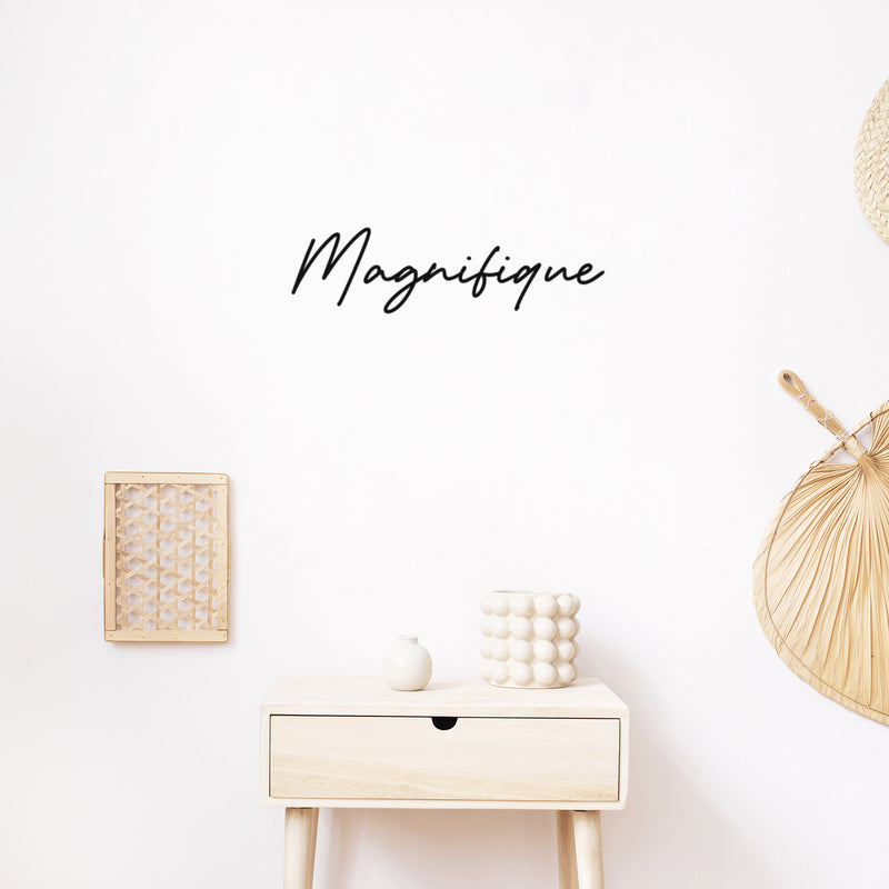 Vinyl Wall Art Decal - Magnifique - 5.5" x 20" - French Word Trendy Motivational Feminism Quote Sticker For Women Home Bedroom Living Room Work Office Decor 2