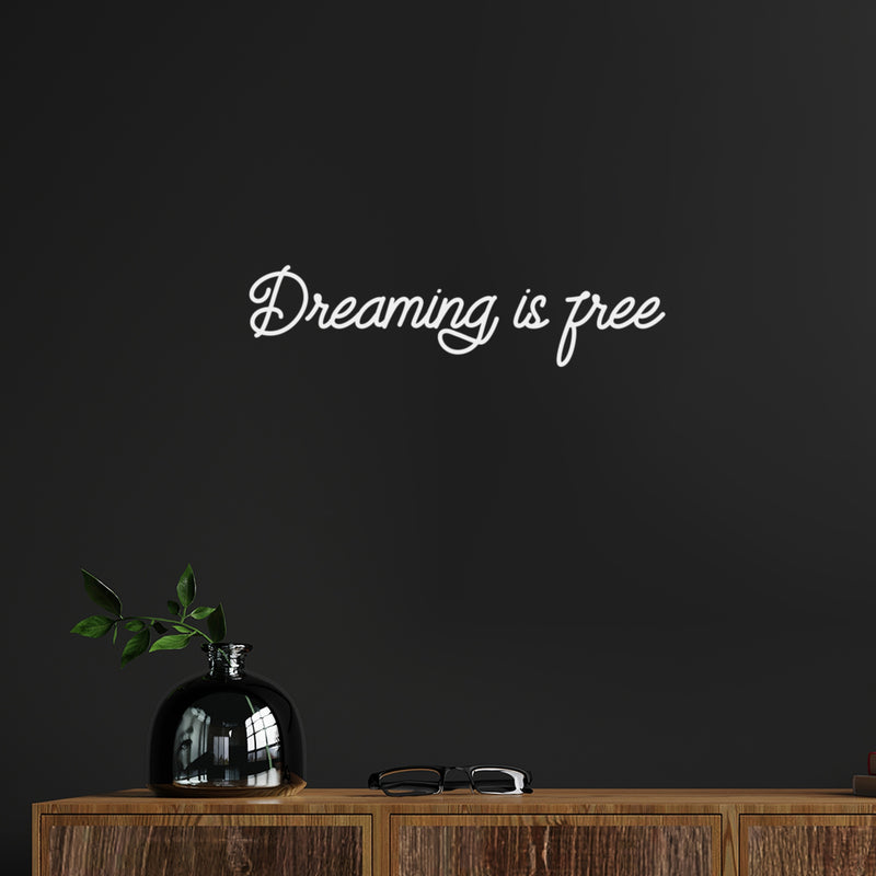 Vinyl Wall Art Decal - Dreaming Is Free - 5" x 20" -  Modern Inspirational Optimism Quote Sticker For Home Office Bedroom Closet Kids Room Living Room Playroom Decor 2