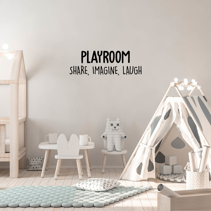 Vinyl Wall Art Decal - Playroom. Share; Imagine; Laugh - Trendy Cute Fun Positive Quote Sticker For Kids Bedroom Living Room Playroom Nursery Baby Room Daycare Classroom Decor 3