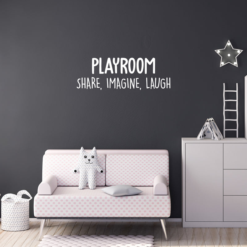 Vinyl Wall Art Decal - Playroom. Share; Imagine; Laugh - Trendy Cute Fun Positive Quote Sticker For Kids Bedroom Living Room Playroom Nursery Baby Room Daycare Classroom Decor 5