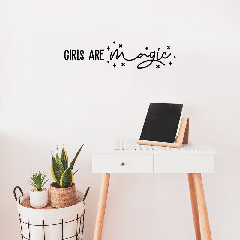 Vinyl Wall Art Decal - Girls Are Magic - Trendy Inspirational Positive Cute Quote Sticker For Girls Room Bedroom Closet Bathroom Mirror Playroom Home School Decor 3
