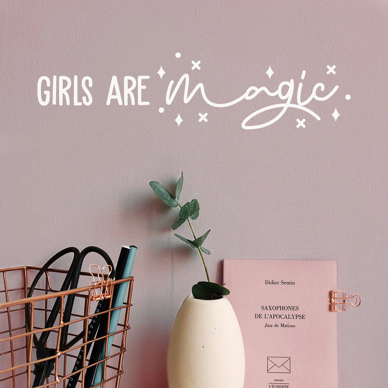 Vinyl Wall Art Decal - Girls Are Magic - 5" x 20" - Trendy Inspirational Positive Cute Quote Sticker For Girls Room Bedroom Closet Bathroom Mirror Playroom Home School Decor 2