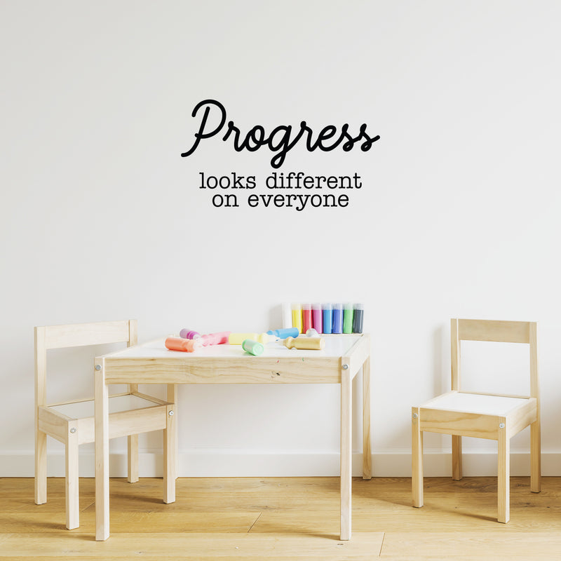 Vinyl Wall Art Decal - Progress Looks Different On Everyone - 14" x 25" - Trendy Positive Inspiring Good Vibes Quote Sticker For Kids Room Playroom School Office Coffee Shop Library Decor 2