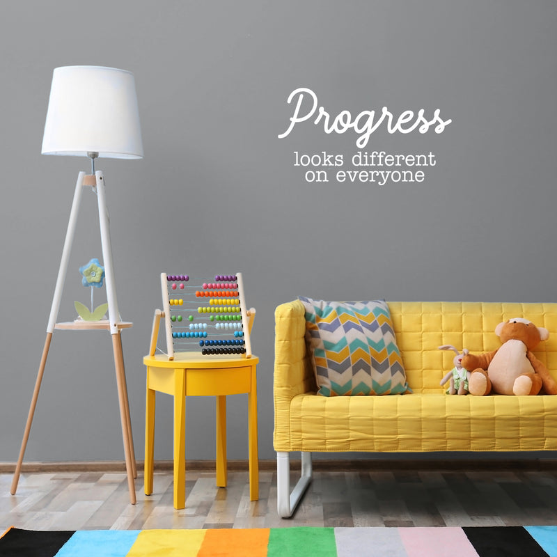 Vinyl Wall Art Decal - Progress Looks Different On Everyone - 14" x 25" - Trendy Positive Inspiring Good Vibes Quote Sticker For Kids Room Playroom School Office Coffee Shop Library Decor 3