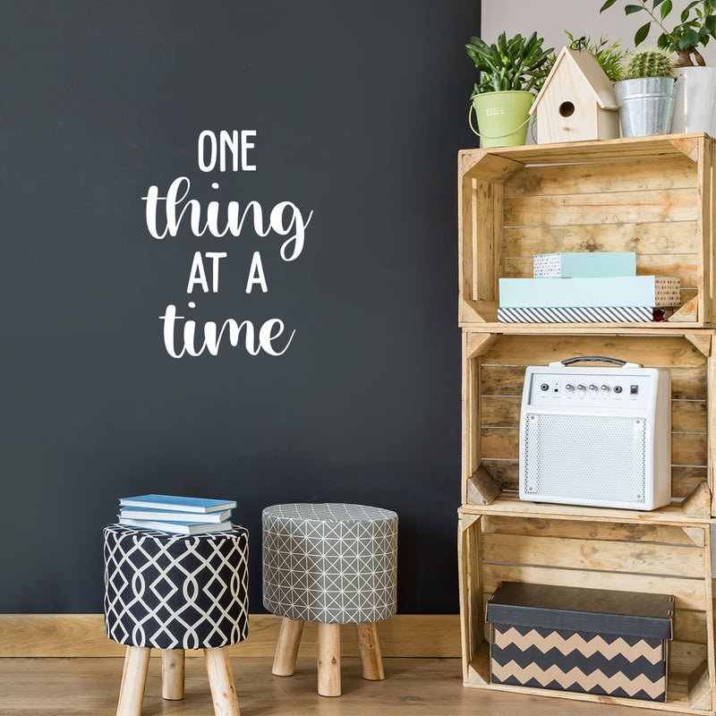 Vinyl Wall Art Decal - One Thing At A Time - 22" x 16.5" - Trendy Cute Inspiring Optimistic Vibes Quote Sticker For Home Office Kids Room Playroom Classroom School Coffee Shop Library Decor 2