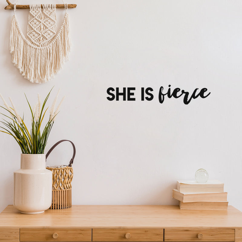 Vinyl Wall Art Decal - She Is Fierce - 4" x 20" - Trendy Inspiring  Fun Positive Quote Sticker For Bedroom Closet Bathroom Make Up Mirror Boutique Beauty Saloon Spa Lovely Decor 3