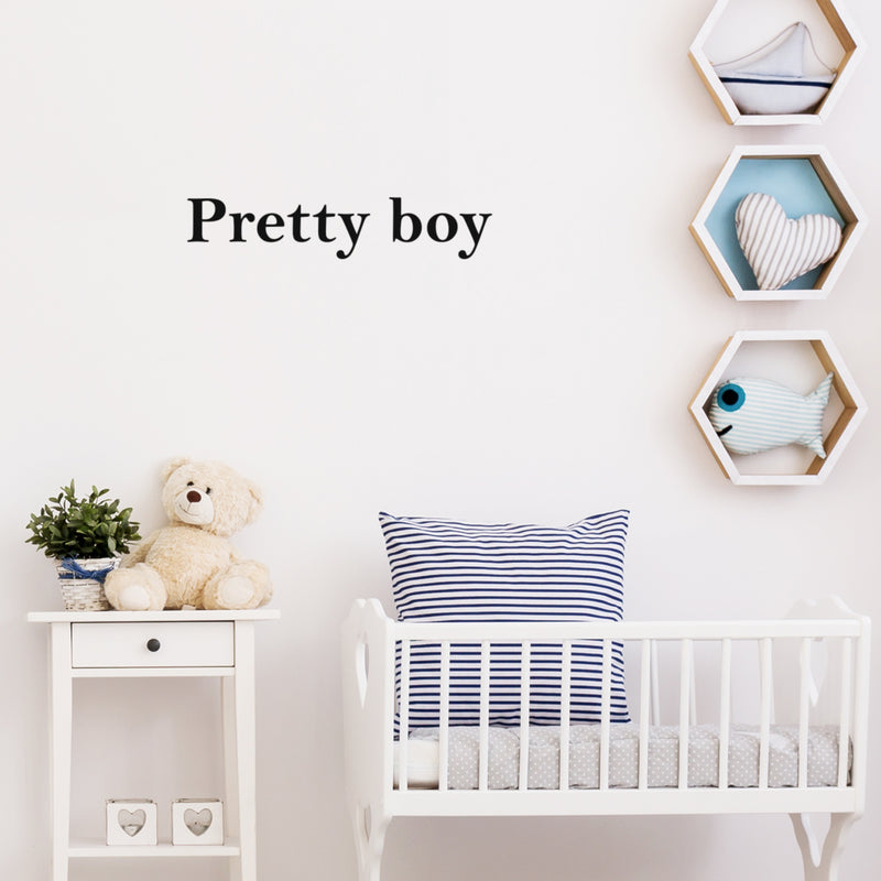 Vinyl Wall Art Decal - Pretty Boy - 4" x 20" - Trendy Cute Inspiring Positive Lovely Quote Sticker For Home Bedroom Kids Room Playroom Nursery Baby Room Daycare Classroom Decor 2