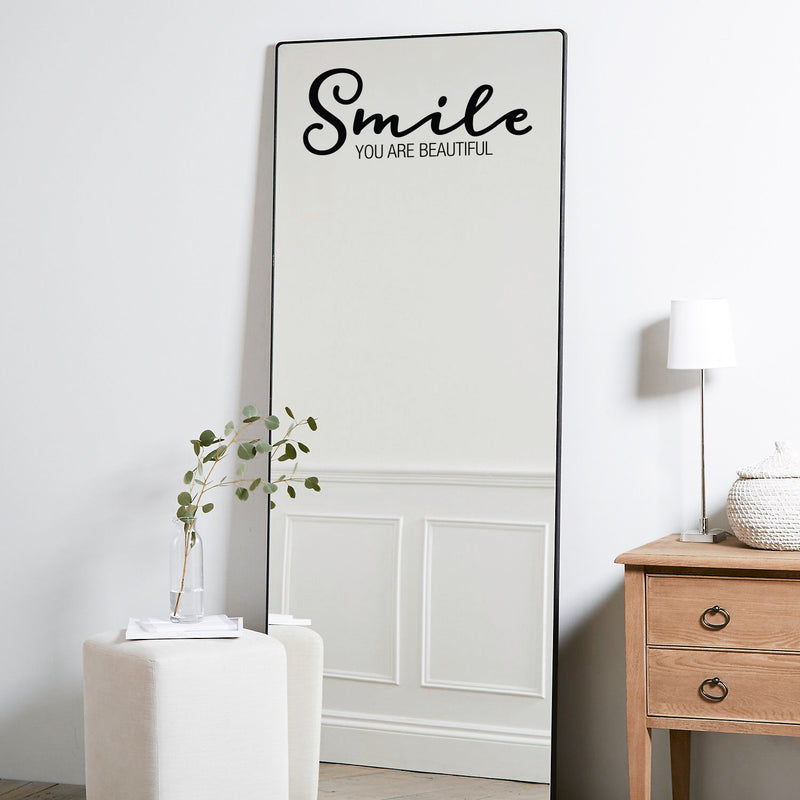 Vinyl Wall Art Decal - Smile You Are Beautiful - 8" x 20" - Modern Inspirational Self Love Positive Quote Sticker For Home Office Bedroom Closet Living Room Decor 2