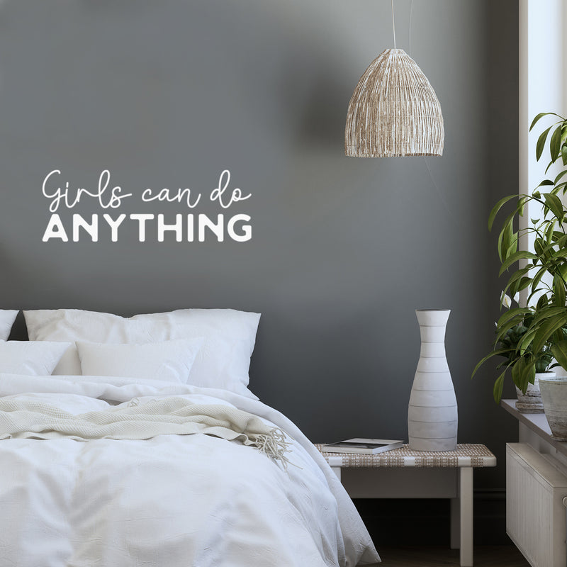 Vinyl Wall Art Decal - Girls Can Do Anything - 10" x 29" - Trendy Inspirational Women Quote Sticker For Girls Home Office Living Room Bedroom Makeup Mirror Decor 3