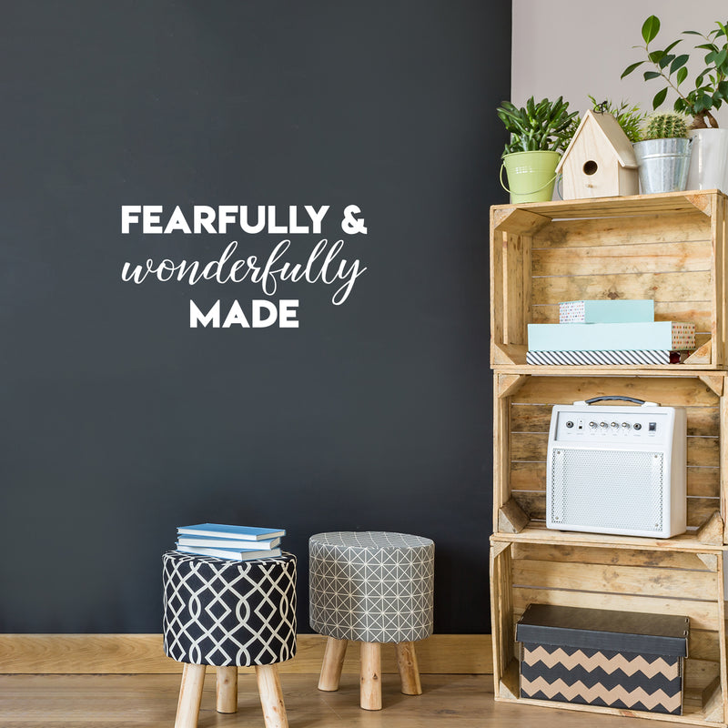 Vinyl Wall Art Decal - Fearfully And Wonderfully Made - 12.5" x 25" - Modern Inspirational Cute Optimistic Lovely Quote Sticker For Home Bedroom Kids Room Playroom Nursery School Decor 3