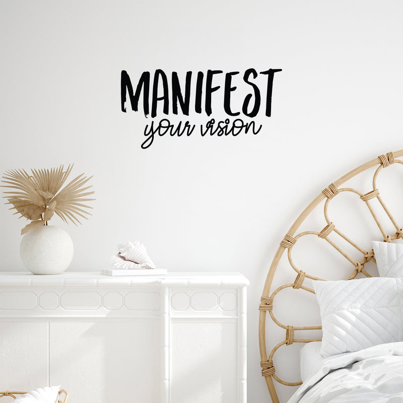 Vinyl Wall Art Decal - Manifest Your Vision - 12. Trendy Cute Positive Inspiring Good Vibes Quote Sticker For Home Bedroom Living Room School Office Business Coffee Shop Decor 3