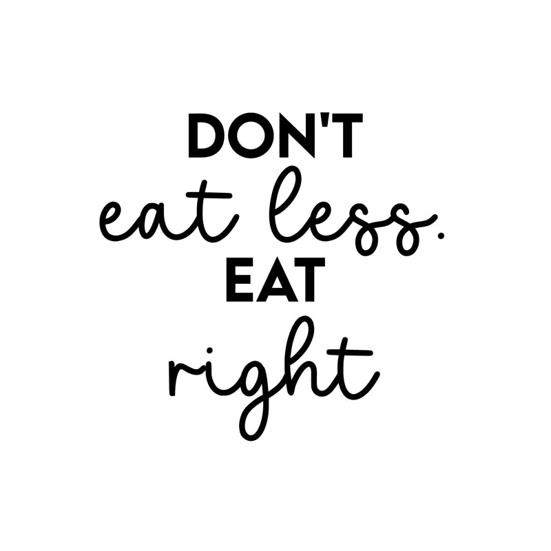 Vinyl Wall Art Decal - Don't Eat Less. Eat Right - 16. - Trendy Motivating Positive Healthy Lifestyle Quote Sticker For Office Gym Yoga Fitness Home Kitchen Health Center Decor 1