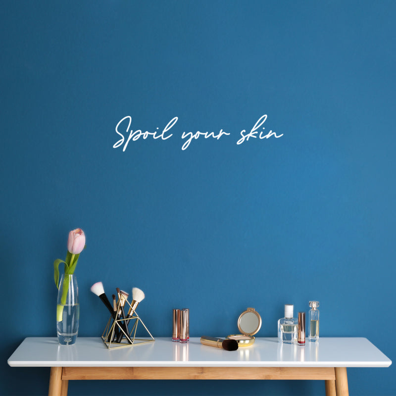 Vinyl Wall Art Decal - Love Yourself Love Your Skin - 4" x 20" - Modern Inspirational Skin Care Quote Sticker For Home Bedroom Bathroom Make Up Mirror Beauty Saloon Spa Decor 2