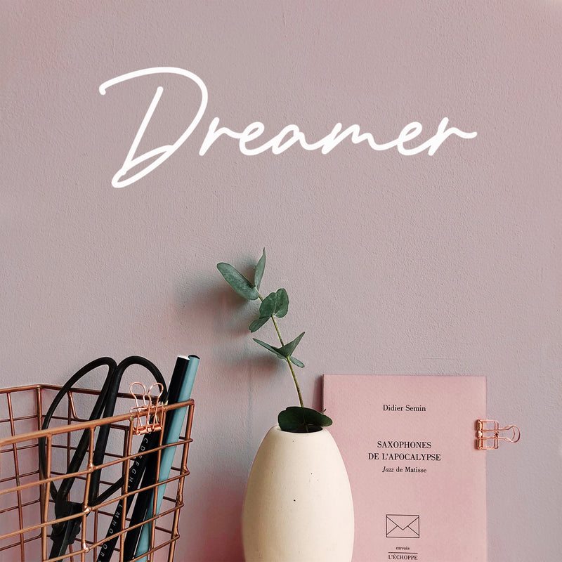 Vinyl Wall Art Decal - Dreamer - 6" x 20" - Modern Lovely Optimistic Good Vibes Quote Sticker For Home Office Kids Room Playroom Classroom School Coffee Shop Library Decor 3