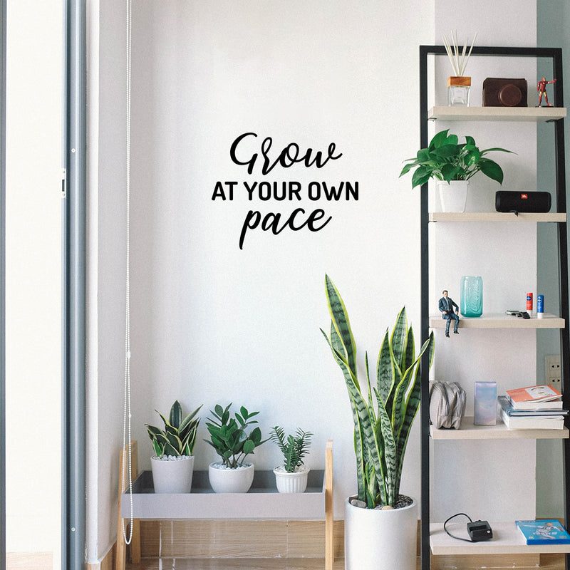 Vinyl Wall Art Decal - Grow At your Own Pace. - Trendy Cute Positive Inspiring Good Vibes Quote Sticker For Home Office Kids Room Playroom Classroom School Coffee Shop Library Decor 3