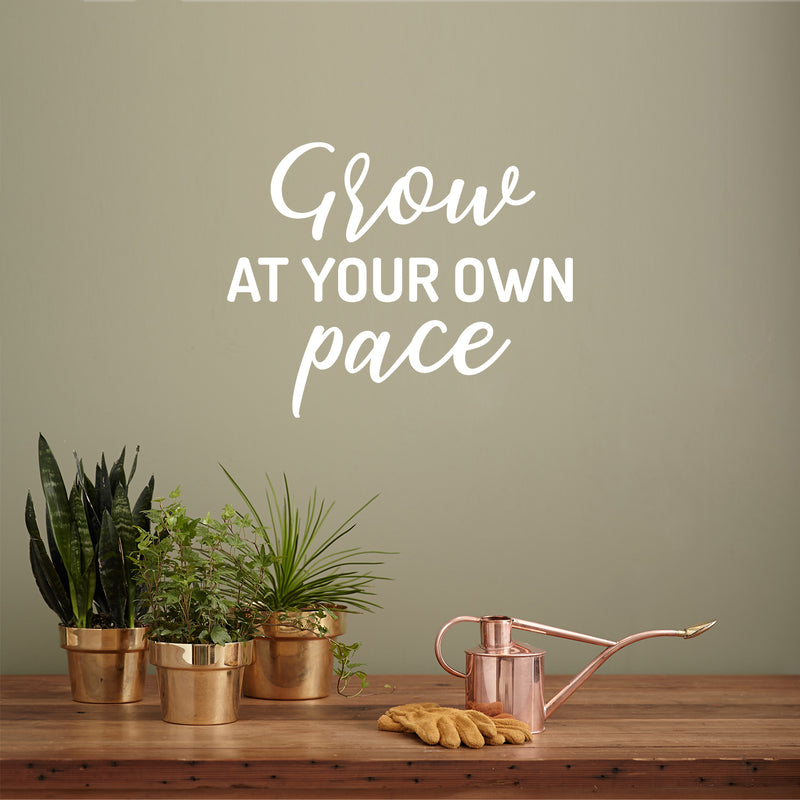 Vinyl Wall Art Decal - Grow At your Own Pace. - 16" x 20" - Trendy Cute Positive Inspiring Good Vibes Quote Sticker For Home Office Kids Room Playroom Classroom School Coffee Shop Library Decor 5