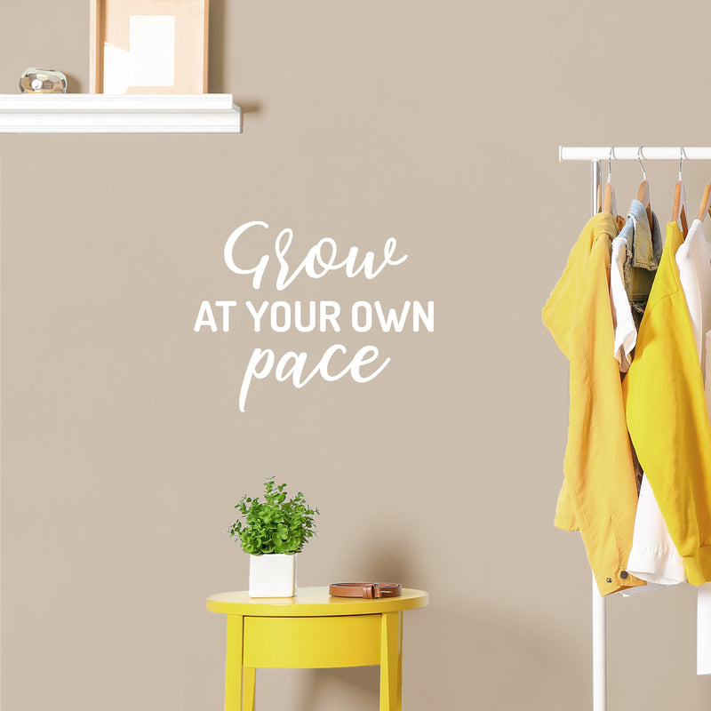 Vinyl Wall Art Decal - Grow At your Own Pace. - 16" x 20" - Trendy Cute Positive Inspiring Good Vibes Quote Sticker For Home Office Kids Room Playroom Classroom School Coffee Shop Library Decor 3