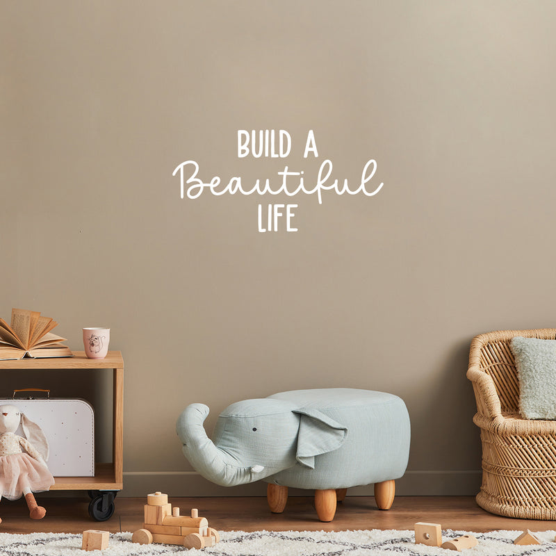 Vinyl Wall Art Decal - Build A Beautiful Life - 12" x 25" - Modern Inspirational Optimism Life Quote Sticker For Home Office Bedroom Closet Living Room Coffee Shop Decor 3