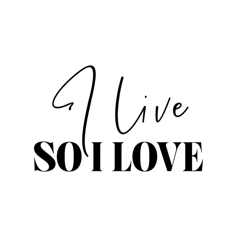 Vinyl Wall Art Decal - I Live So I Love - 17" x 27" - Modern Inspirational Positive Life Quote Sticker For Home Office Bedroom Closet Living Room Coffee Shop Decor 1