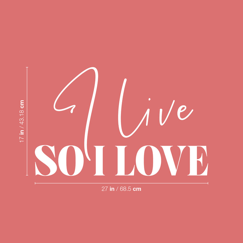 Vinyl Wall Art Decal - I Live So I Love - 17" x 27" - Modern Inspirational Positive Life Quote Sticker For Home Office Bedroom Closet Living Room Coffee Shop Decor 4