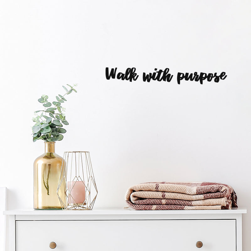 Vinyl Wall Art Decal - Walk With Purpose - 3" x 20" - Modern Cute Motivating Positive Vibes Quote Sticker For Home Bedroom Closet Living Room Office Business School Boutique Beauty Saloon Decor 2