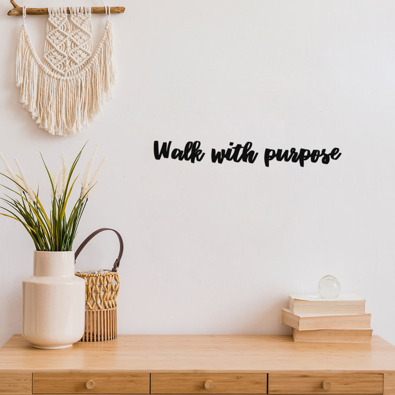 Vinyl Wall Art Decal - Walk With Purpose - Modern Cute Motivating Positive Vibes Quote Sticker For Home Bedroom Closet Living Room Office Business School Boutique Beauty Saloon Decor 3