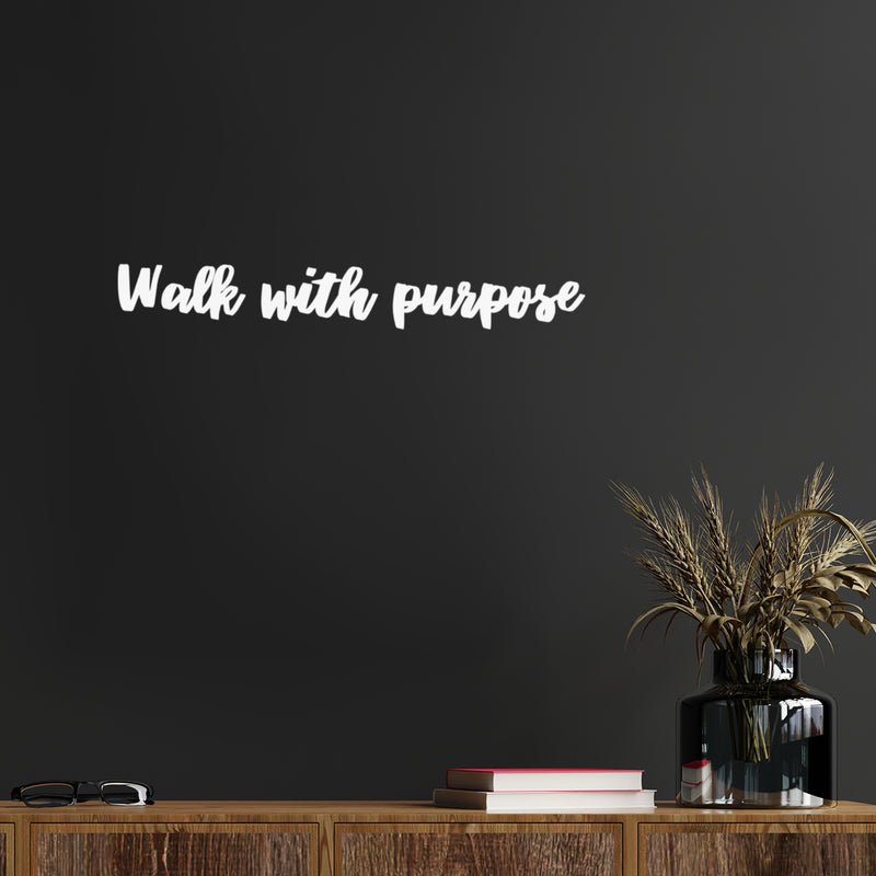 Vinyl Wall Art Decal - Walk With Purpose - 3" x 20" - Modern Cute Motivating Positive Vibes Quote Sticker For Home Bedroom Closet Living Room Office Business School Boutique Beauty Saloon Decor 2