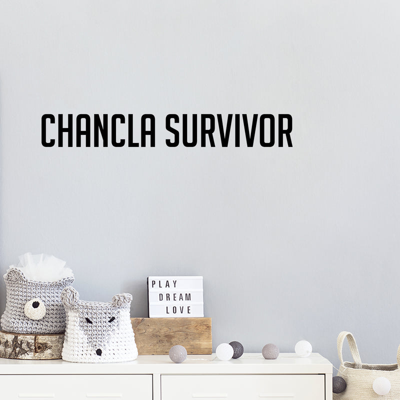 Vinyl Wall Art Decal - Chancla Survivor - 3" x 20" - Trendy Sarcastic Funny Adult Mexican Joke Quote Sticker For Office Business Store Coffee Shop Bedroom Living Room Spanish Decor 2