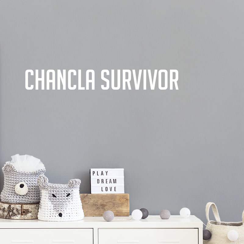 Vinyl Wall Art Decal - Chancla Survivor - 3" x 20" - Trendy Sarcastic Funny Adult Mexican Joke Quote Sticker For Office Business Store Coffee Shop Bedroom Living Room Spanish Decor 2