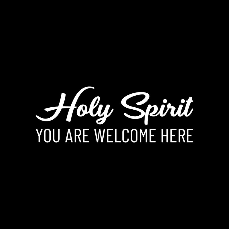 Vinyl Wall Art Decal - Holy Spirit You Are Welcome Here - 9" x 25" - Modern Cute Inspiring Lovely Spiritual Quote Sticker For Home Bedroom Living Room Office Coffee Shop Religious Center Decor 1