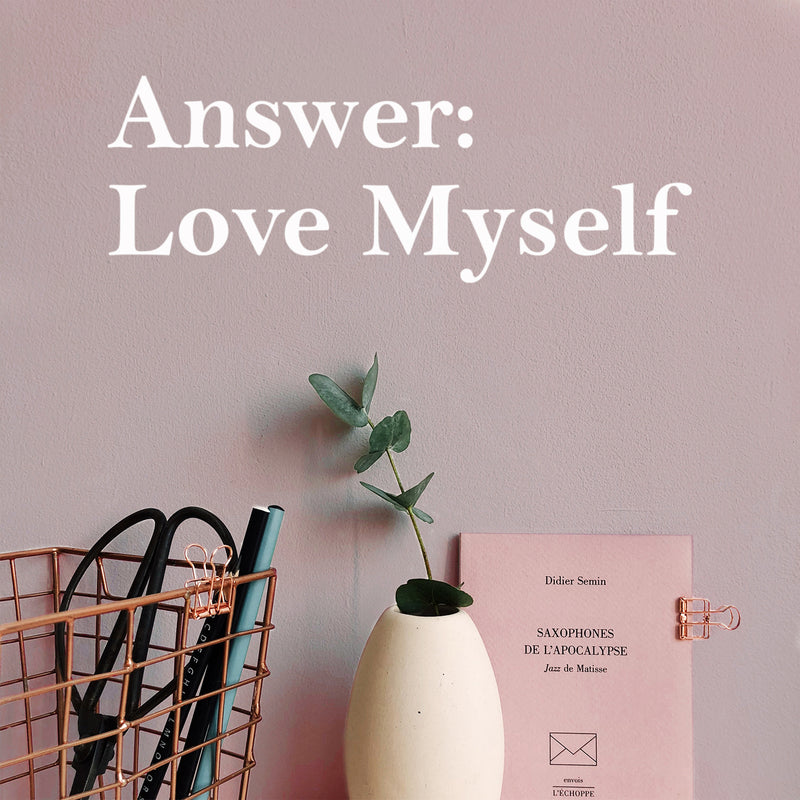 Vinyl Wall Art Decal - Answer: Love Myself - 7" x 20" - Trendy Inspiring Positive Lovely Quote Sticker For Home Bedroom Closet Bathroom Boutique Beauty Saloon Spa Coffee Shop Self-Love Decor 2