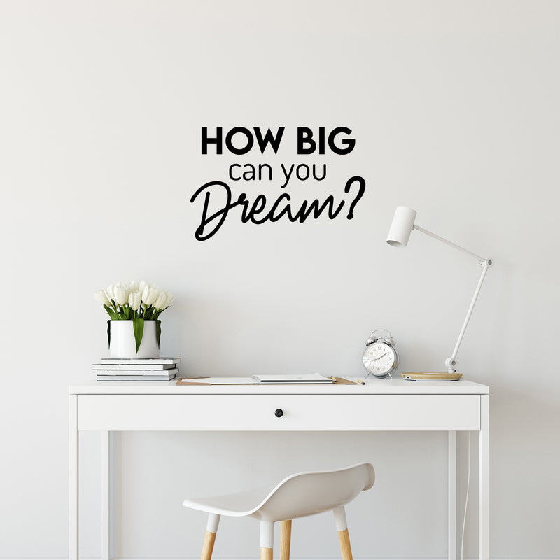Vinyl Wall Art Decal - How Big Can You Dream? - 16.5" x 25" - Trendy Inspirational Optimism Quote Sticker For Home Office Living Room Bedroom Closet Makeup Mirror Decor 2