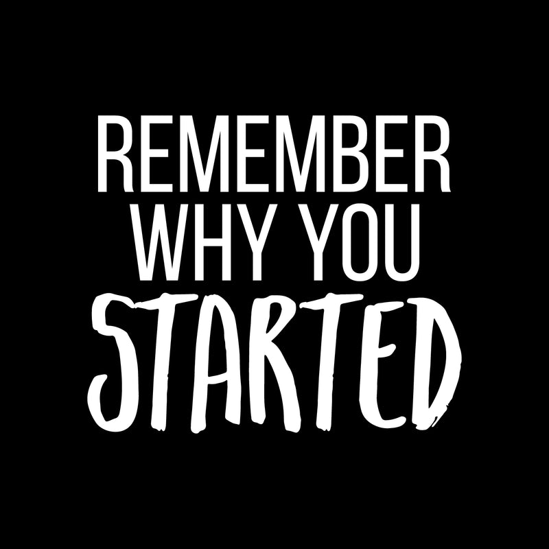 Vinyl Wall Art Decal - Remember Why You Started - 7.5" x 25" - Modern Inspirational Positive Life Quote Sticker For Home Work Office Bedroom Closet Living Room Coffee Shop Decor 1