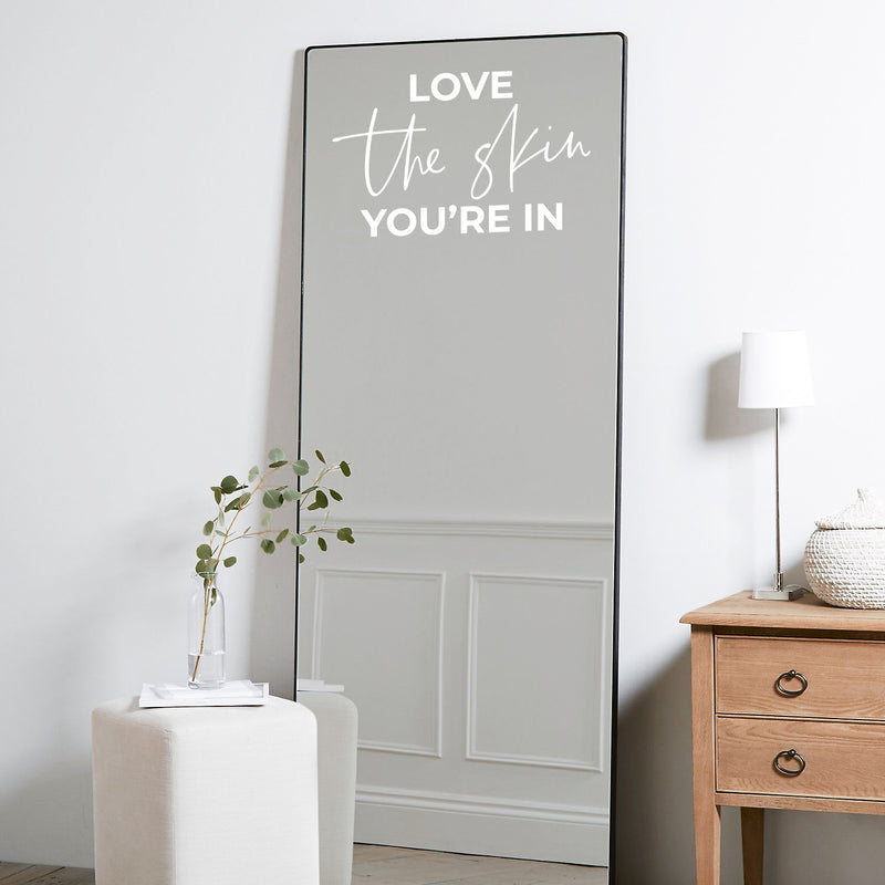 Vinyl Wall Art Decal - Love The Skin You're In - 12.5" x 20" - Trendy Inspiring Selfcare Positive Vibes Quote Sticker For Bedroom Closet Bathroom Boutique Beauty Saloon Spa Wellness Center Decor 3