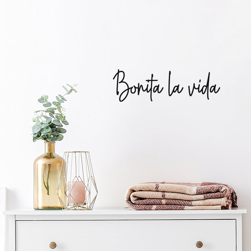 Vinyl Wall Art Decal - Bonita La Vida / Beautiful Life - 6" x 20" - Trendy Lovely Positive Good Vibes Spanish Quote Sticker For Bedroom Living Room School Coffee Shop Office Cute Decor 2