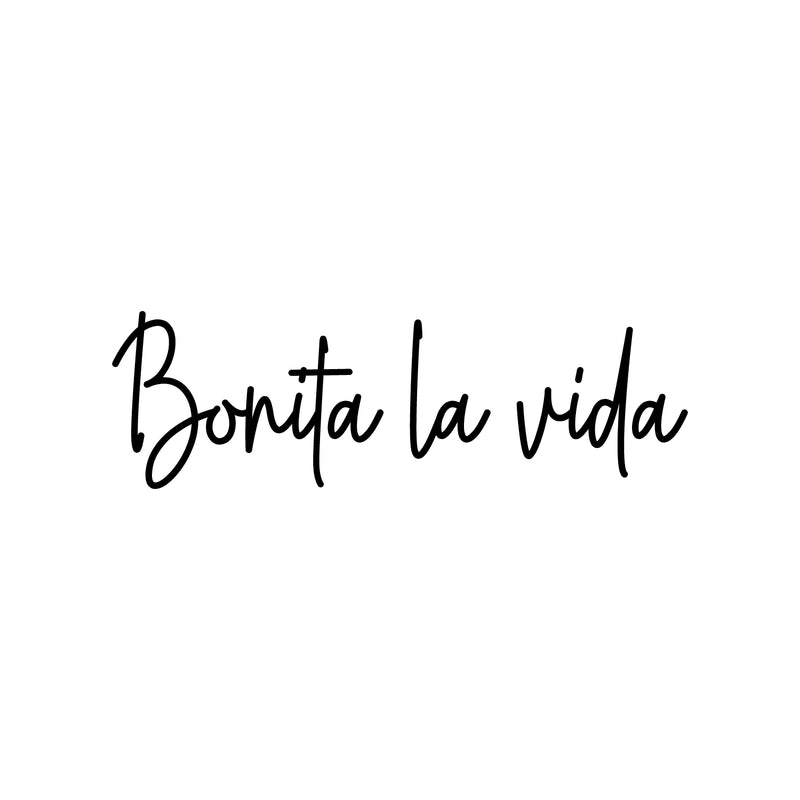 Vinyl Wall Art Decal - Bonita La Vida / Beautiful Life - 6" x 20" - Trendy Lovely Positive Good Vibes Spanish Quote Sticker For Bedroom Living Room School Coffee Shop Office Cute Decor 1