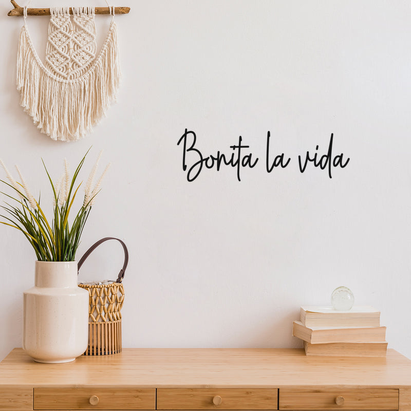 Vinyl Wall Art Decal - Bonita La Vida / Beautiful Life - 6" x 20" - Trendy Lovely Positive Good Vibes Spanish Quote Sticker For Bedroom Living Room School Coffee Shop Office Cute Decor 3