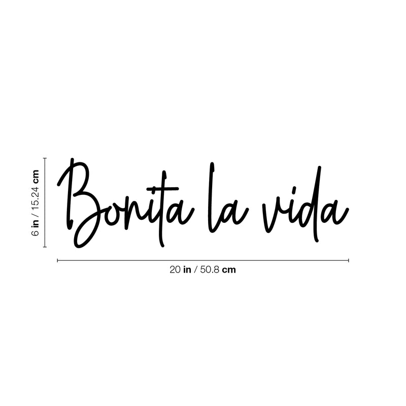 Vinyl Wall Art Decal - Bonita La Vida / Beautiful Life - 6" x 20" - Trendy Lovely Positive Good Vibes Spanish Quote Sticker For Bedroom Living Room School Coffee Shop Office Cute Decor 4