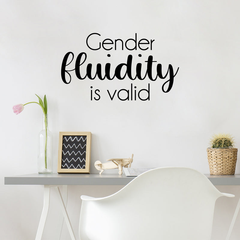 Vinyl Wall Art Decal - Gender Fluidity Is Valid - 14" x 25" - Trendy LGBT Inspirational Positive Equality Quote Sticker For Home Bedroom Closet Living Room  Office Business School Pride Decor 2