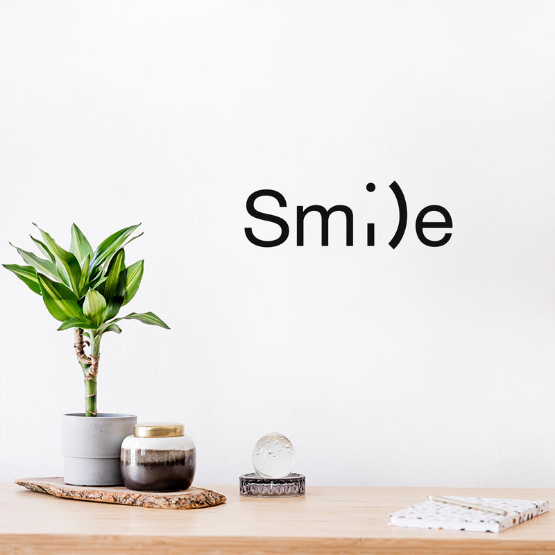 Vinyl Wall Art Decal - Smile - Modern Inspirational Positive Cute Quote Sticker For Home Office Bedroom Closet Living Room Work Space Apartment Decor 2