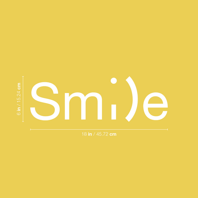 Vinyl Wall Art Decal - Smile - 6" x 18" - Happy Face Modern Inspirational Positive Quote Sticker For Home Office Bedroom Living Room Kids Room School Playroom Coffee Shop Decor 4